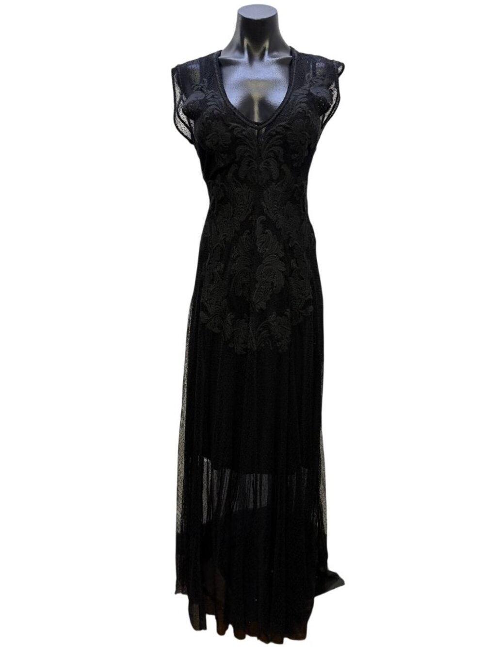 Biya Johnny Was Black Sleeveless Lace Maxi Dress Size M